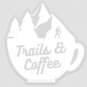 trails and coffee sticker - 10 trail challenge